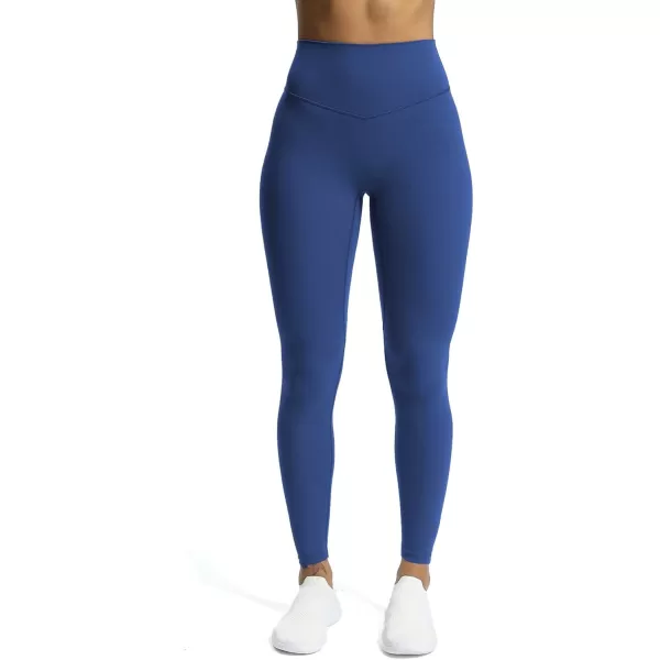 Aoxjox High Waisted Workout Leggings for Women Tummy Control Buttery Soft Yoga Metamorph Deep V Pants 26quotBellwether Blue