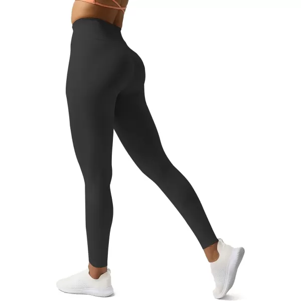 Aoxjox High Waisted Workout Leggings for Women Tummy Control Buttery Soft Yoga Metamorph Deep V Pants 26quotBlack Marl