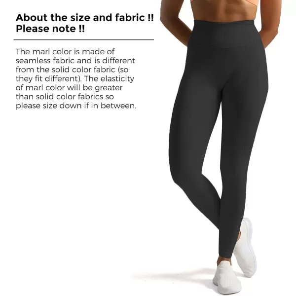 Aoxjox High Waisted Workout Leggings for Women Tummy Control Buttery Soft Yoga Metamorph Deep V Pants 26quotBlack Marl