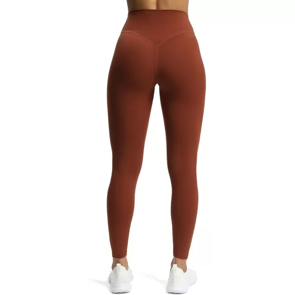 Aoxjox High Waisted Workout Leggings for Women Tummy Control Buttery Soft Yoga Metamorph Deep V Pants 26quotCherry Mahogany