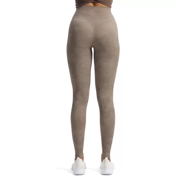 Aoxjox High Waisted Workout Leggings for Women Tummy Control Buttery Soft Yoga Metamorph Deep V Pants 26quotCloud Fade Mocha
