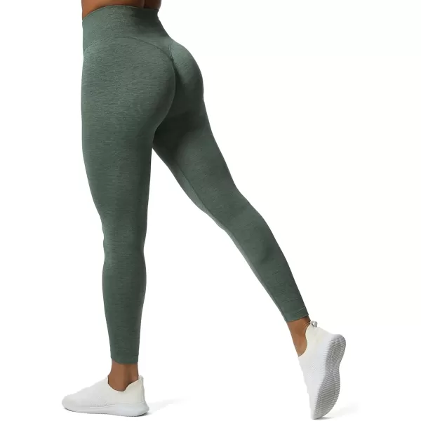 Aoxjox High Waisted Workout Leggings for Women Tummy Control Buttery Soft Yoga Metamorph Deep V Pants 26quotDark Forest Marl