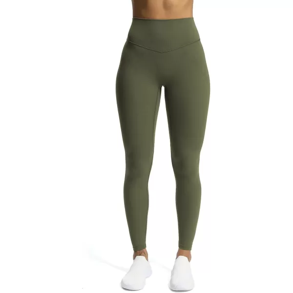 Aoxjox High Waisted Workout Leggings for Women Tummy Control Buttery Soft Yoga Metamorph Deep V Pants 26quotOlive Green