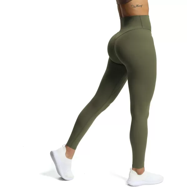 Aoxjox High Waisted Workout Leggings for Women Tummy Control Buttery Soft Yoga Metamorph Deep V Pants 26quotOlive Green