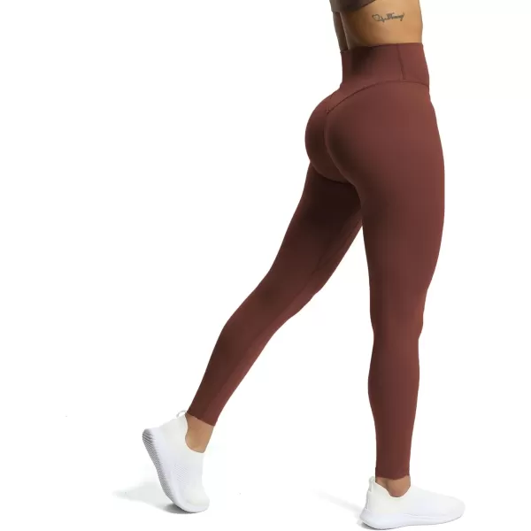 Aoxjox High Waisted Workout Leggings for Women Tummy Control Buttery Soft Yoga Metamorph Deep V Pants 26quotRum Raisin