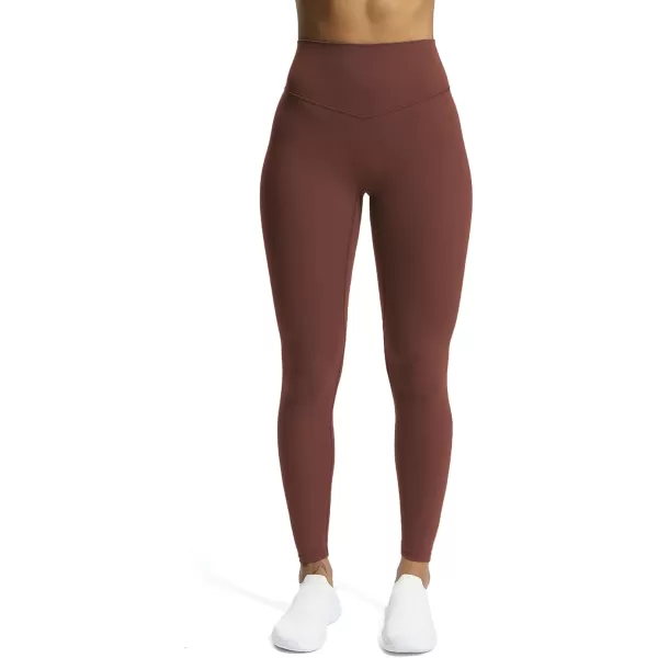 Aoxjox High Waisted Workout Leggings for Women Tummy Control Buttery Soft Yoga Metamorph Deep V Pants 26quotRum Raisin