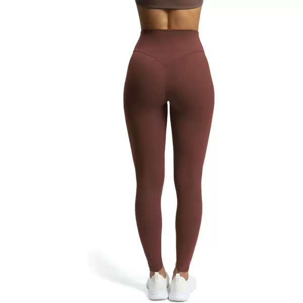 Aoxjox High Waisted Workout Leggings for Women Tummy Control Buttery Soft Yoga Metamorph Deep V Pants 26quotRum Raisin