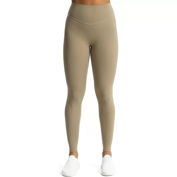 Aoxjox High Waisted Workout Leggings for Women Tummy Control Buttery Soft Yoga Metamorph Deep V Pants 26quotTaupe
