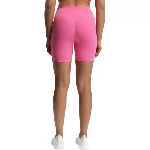 Aoxjox High Waisted Workout Shorts for Women Scrunch Tummy Control Luna Buttery Soft Yoga Shorts 6quotAzalea Pink