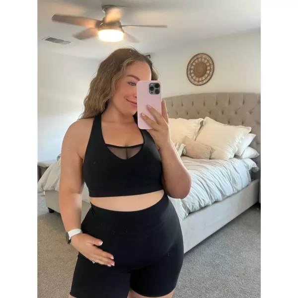 Aoxjox High Waisted Workout Shorts for Women Scrunch Tummy Control Luna Buttery Soft Yoga Shorts 6quotBlack