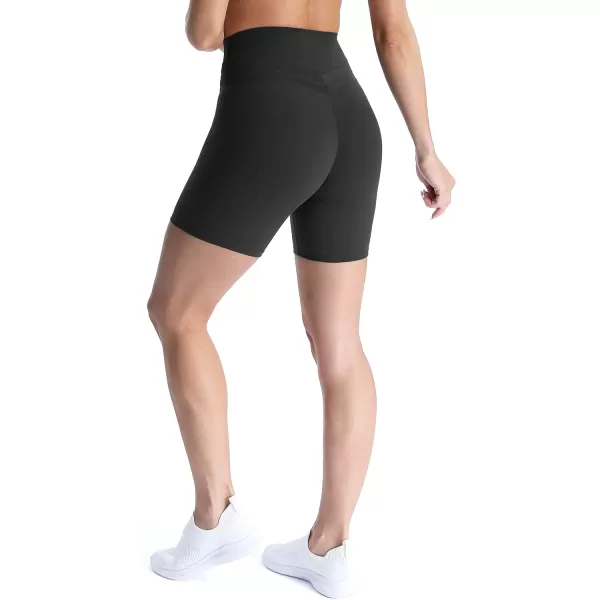 Aoxjox High Waisted Workout Shorts for Women Scrunch Tummy Control Luna Buttery Soft Yoga Shorts 6quotBlack