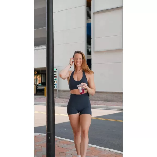 Aoxjox High Waisted Workout Shorts for Women Scrunch Tummy Control Luna Buttery Soft Yoga Shorts 6quotBlueberry