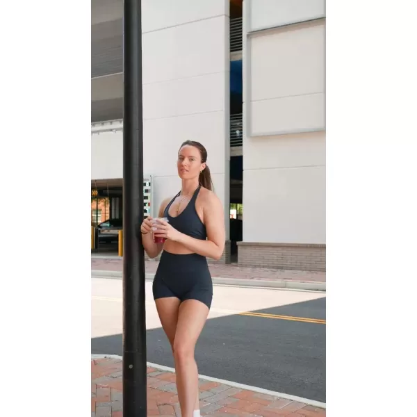 Aoxjox High Waisted Workout Shorts for Women Scrunch Tummy Control Luna Buttery Soft Yoga Shorts 6quotBlueberry