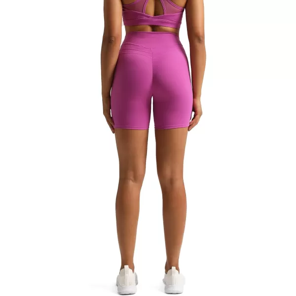 Aoxjox High Waisted Workout Shorts for Women Scrunch Tummy Control Luna Buttery Soft Yoga Shorts 6quotCattleya Purple
