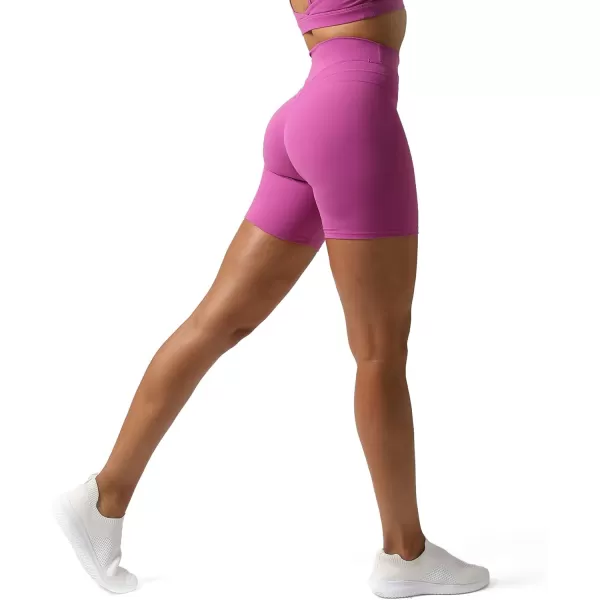 Aoxjox High Waisted Workout Shorts for Women Scrunch Tummy Control Luna Buttery Soft Yoga Shorts 6quotCattleya Purple