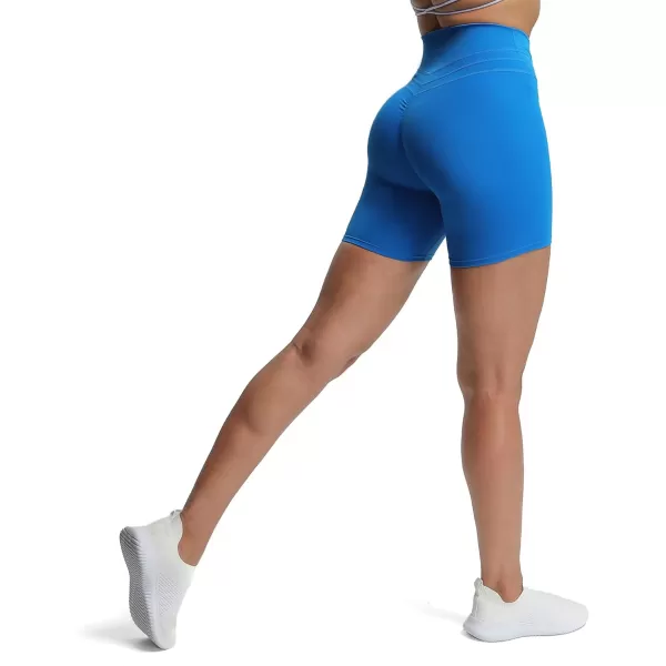 Aoxjox High Waisted Workout Shorts for Women Scrunch Tummy Control Luna Buttery Soft Yoga Shorts 6quotDirectoire Blue