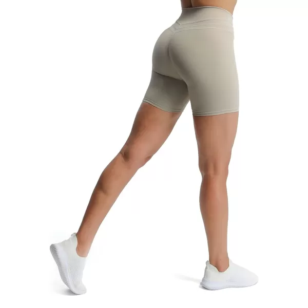 Aoxjox High Waisted Workout Shorts for Women Scrunch Tummy Control Luna Buttery Soft Yoga Shorts 6quotMink