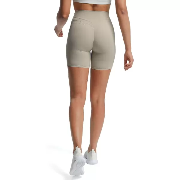 Aoxjox High Waisted Workout Shorts for Women Scrunch Tummy Control Luna Buttery Soft Yoga Shorts 6quotMink