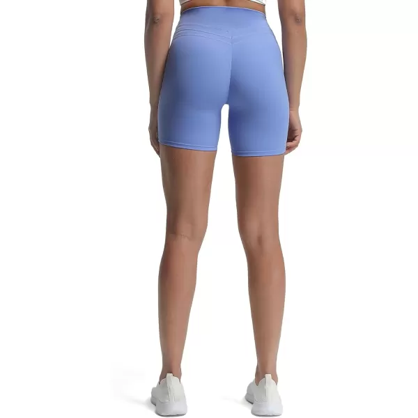 Aoxjox High Waisted Workout Shorts for Women Scrunch Tummy Control Luna Buttery Soft Yoga Shorts 6quotPersian Blue