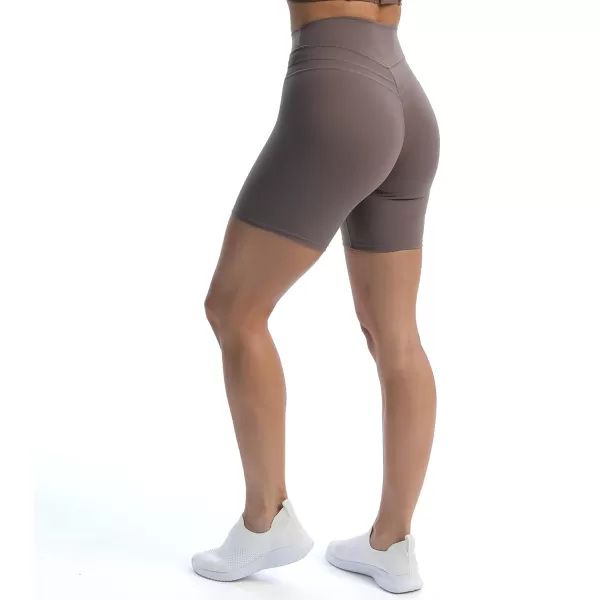 Aoxjox High Waisted Workout Shorts for Women Scrunch Tummy Control Luna Buttery Soft Yoga Shorts 6quotPlum Truffle
