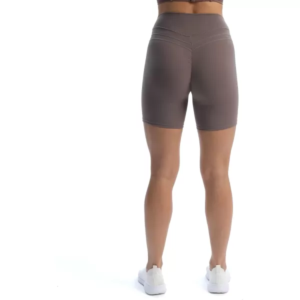 Aoxjox High Waisted Workout Shorts for Women Scrunch Tummy Control Luna Buttery Soft Yoga Shorts 6quotPlum Truffle