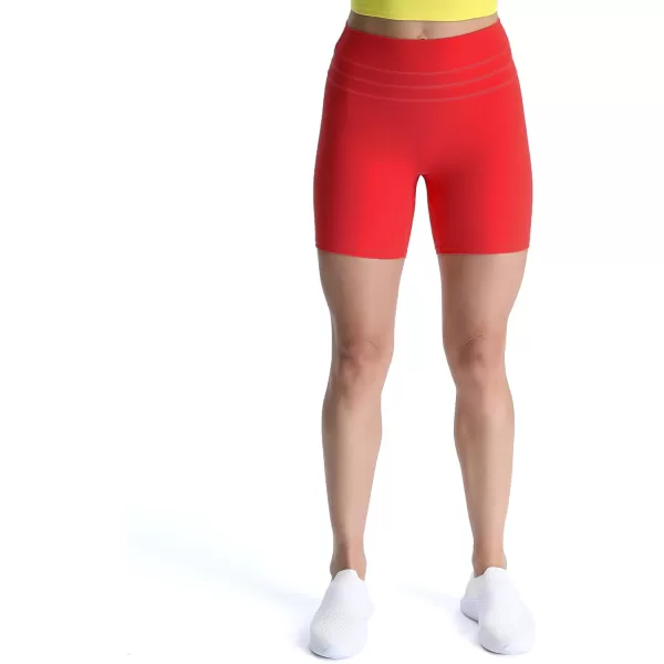 Aoxjox High Waisted Workout Shorts for Women Scrunch Tummy Control Luna Buttery Soft Yoga Shorts 6quotRacing Red