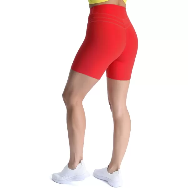 Aoxjox High Waisted Workout Shorts for Women Scrunch Tummy Control Luna Buttery Soft Yoga Shorts 6quotRacing Red