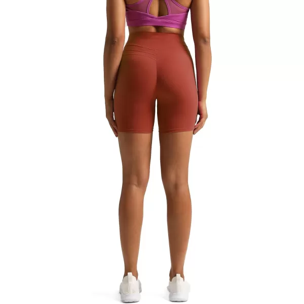 Aoxjox High Waisted Workout Shorts for Women Scrunch Tummy Control Luna Buttery Soft Yoga Shorts 6quotRust Red
