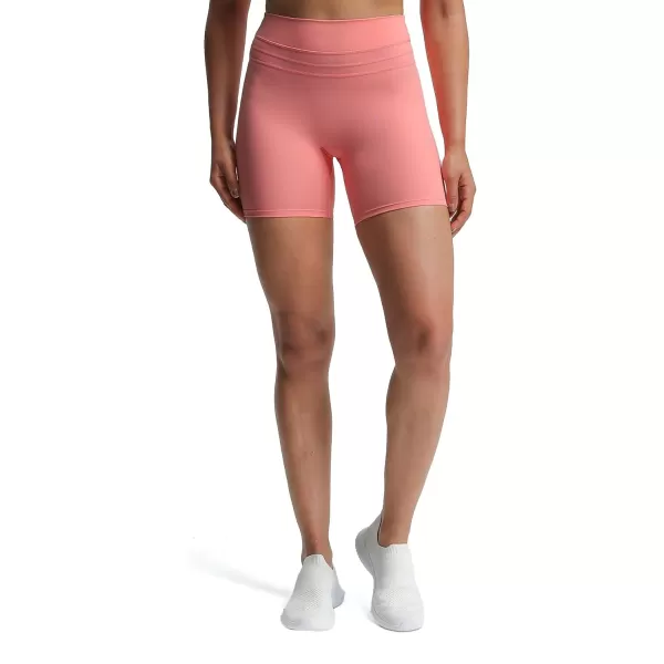 Aoxjox High Waisted Workout Shorts for Women Scrunch Tummy Control Luna Buttery Soft Yoga Shorts 6quotSalmon Rose