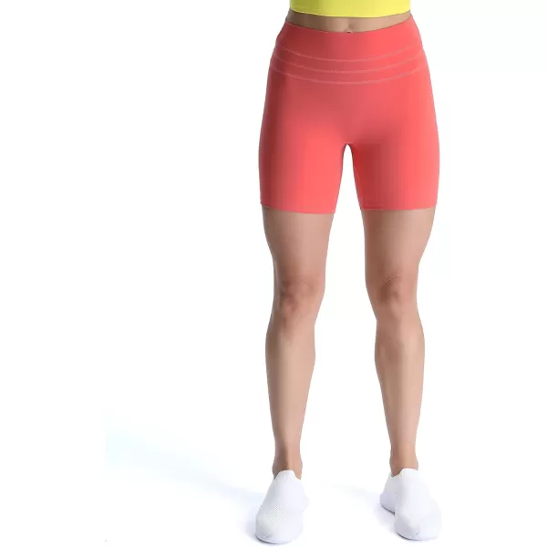 Aoxjox High Waisted Workout Shorts for Women Scrunch Tummy Control Luna Buttery Soft Yoga Shorts 6quotSpiced Coral