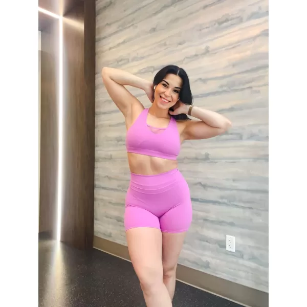 Aoxjox High Waisted Workout Shorts for Women Scrunch Tummy Control Luna Buttery Soft Yoga Shorts 6quotSpring Crocus