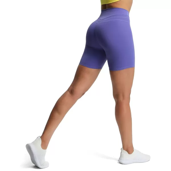 Aoxjox High Waisted Workout Shorts for Women Scrunch Tummy Control Luna Buttery Soft Yoga Shorts 6quotViolet