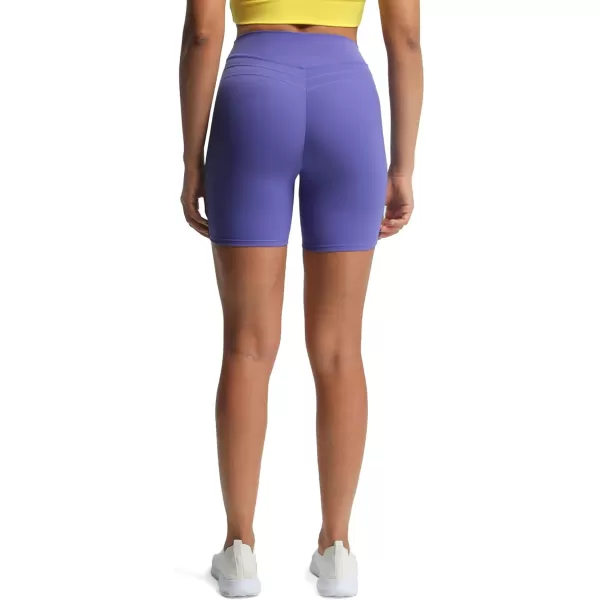 Aoxjox High Waisted Workout Shorts for Women Scrunch Tummy Control Luna Buttery Soft Yoga Shorts 6quotViolet