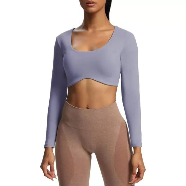 Aoxjox Long Sleeve Crop Tops for Women Define Sculpt Workout Crop T Shirt TopLazuli
