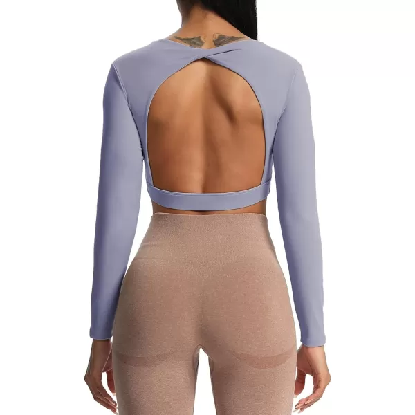 Aoxjox Long Sleeve Crop Tops for Women Define Sculpt Workout Crop T Shirt TopLazuli