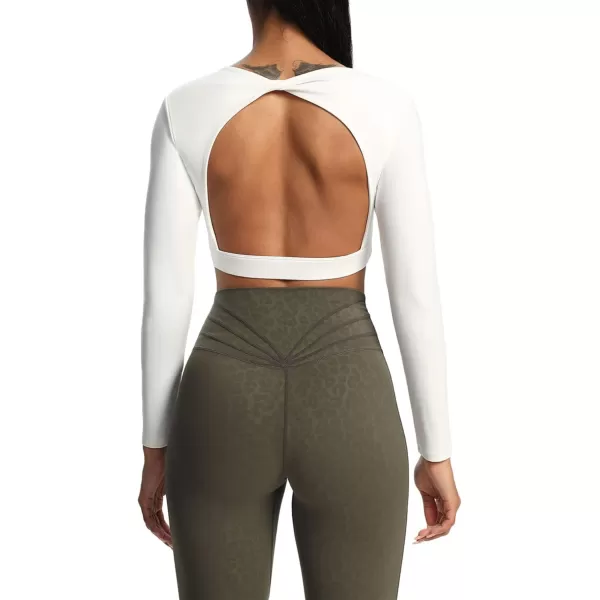 Aoxjox Long Sleeve Crop Tops for Women Define Sculpt Workout Crop T Shirt TopWhite