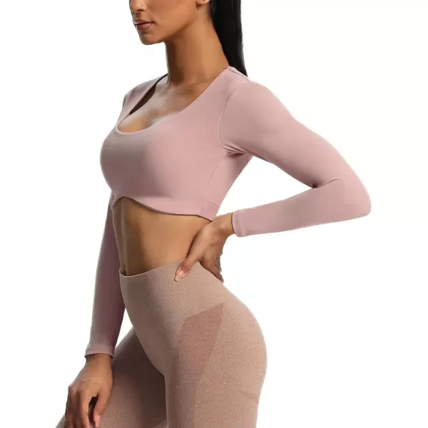Aoxjox Long Sleeve Crop Tops for Women Define Sculpt Workout Crop T Shirt TopWoodrose