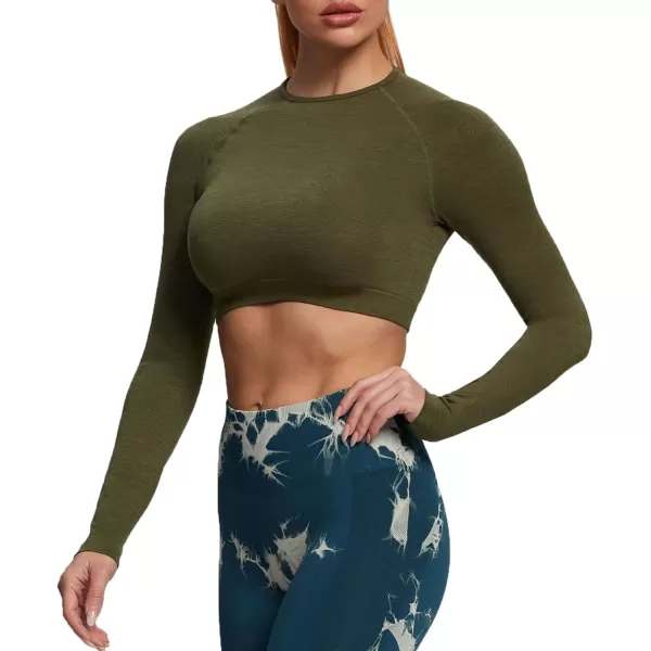 Aoxjox Long Sleeve Crop Tops for Women Vital Workout Seamless Crop T Shirt TopD Aspen