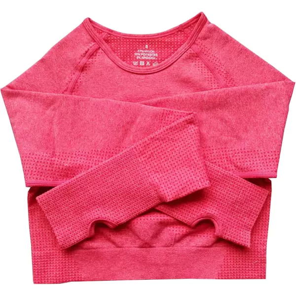 Aoxjox Long Sleeve Crop Tops for Women Vital Workout Seamless Crop T Shirt TopVital New Racing Red Marl