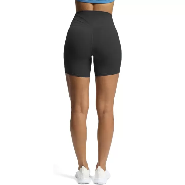 Aoxjox Trinity Workout Biker Shorts for Women CrossWaist Crossover High Waisted Exercise Athletic Gym Running Yoga Shorts 6quotBlack