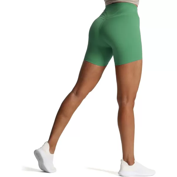 Aoxjox Trinity Workout Biker Shorts for Women CrossWaist Crossover High Waisted Exercise Athletic Gym Running Yoga Shorts 6quotBottle Green