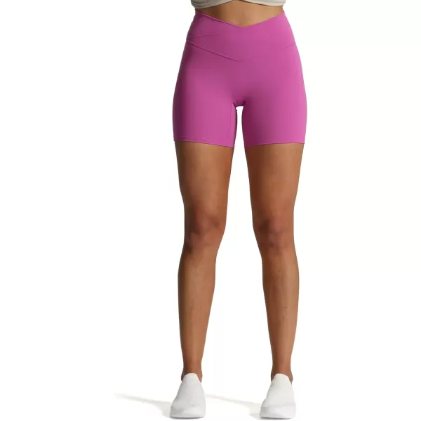 Aoxjox Trinity Workout Biker Shorts for Women CrossWaist Crossover High Waisted Exercise Athletic Gym Running Yoga Shorts 6quotCattleya Purple