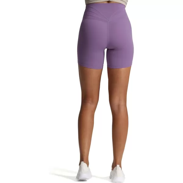 Aoxjox Trinity Workout Biker Shorts for Women CrossWaist Crossover High Waisted Exercise Athletic Gym Running Yoga Shorts 6quotChive Blossom