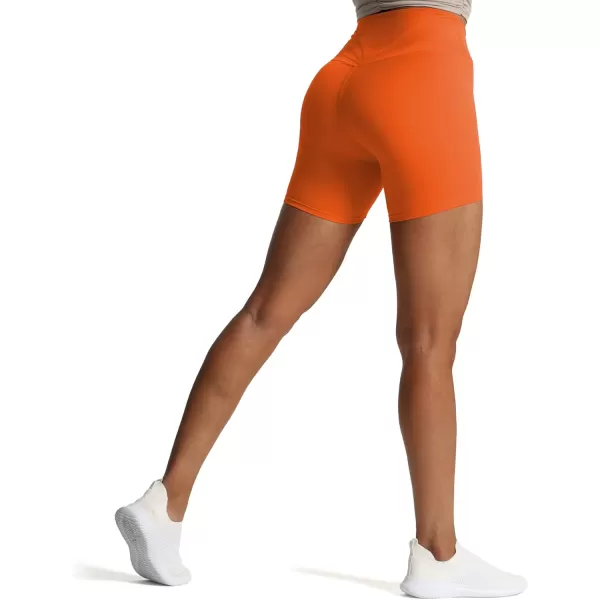 Aoxjox Trinity Workout Biker Shorts for Women CrossWaist Crossover High Waisted Exercise Athletic Gym Running Yoga Shorts 6quotFirecracker
