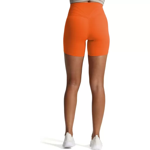 Aoxjox Trinity Workout Biker Shorts for Women CrossWaist Crossover High Waisted Exercise Athletic Gym Running Yoga Shorts 6quotFirecracker