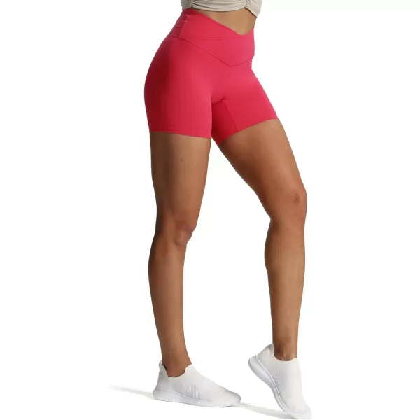 Aoxjox Trinity Workout Biker Shorts for Women CrossWaist Crossover High Waisted Exercise Athletic Gym Running Yoga Shorts 6quotLove Potion