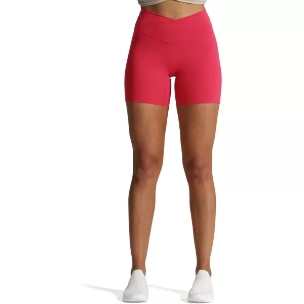Aoxjox Trinity Workout Biker Shorts for Women CrossWaist Crossover High Waisted Exercise Athletic Gym Running Yoga Shorts 6quotLove Potion