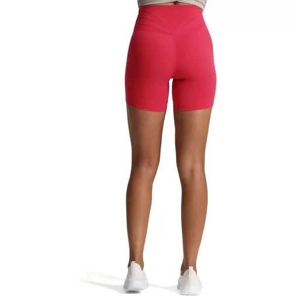 Aoxjox Trinity Workout Biker Shorts for Women CrossWaist Crossover High Waisted Exercise Athletic Gym Running Yoga Shorts 6quotLove Potion
