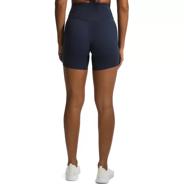 Aoxjox Trinity Workout Biker Shorts for Women CrossWaist Crossover High Waisted Exercise Athletic Gym Running Yoga Shorts 6quotNavy