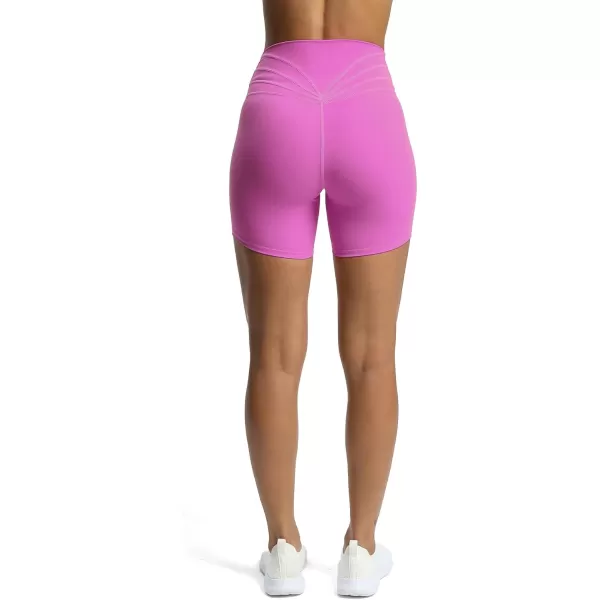 Aoxjox Trinity Workout Biker Shorts for Women CrossWaist Crossover High Waisted Exercise Athletic Gym Running Yoga Shorts 6quotSpring Crocus